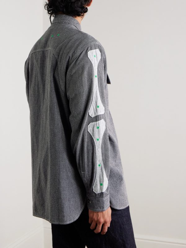 Appliquéd Panelled Cotton Shirt - BK