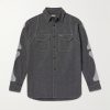 Appliquéd Panelled Cotton Shirt