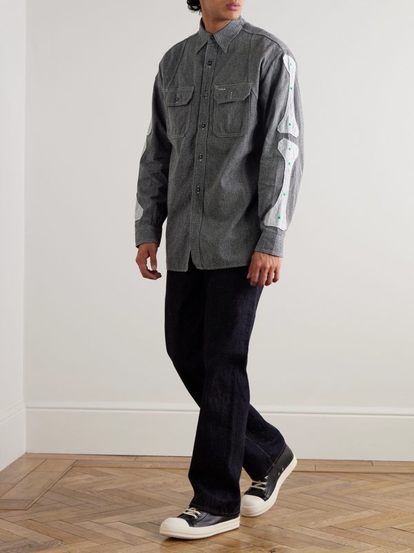 Appliquéd Panelled Cotton Shirt - OU