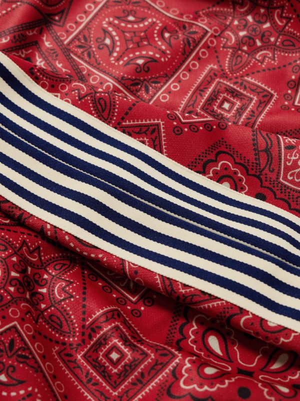Wide-Leg Striped Webbing-Trimmed Bandana-Print Tech-Jersey Track Pants - E1
