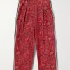 Wide-Leg Striped Webbing-Trimmed Bandana-Print Tech-Jersey Track Pants