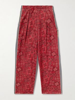 Wide-Leg Striped Webbing-Trimmed Bandana-Print Tech-Jersey Track Pants Wide-Leg Striped Webbing-Trimmed Bandana-Print Tech-Jersey Track Pants