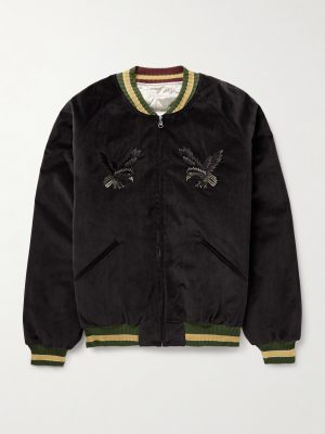 Souvenir Padded Embroidered Cotton-Velvet Bomber Jacket Souvenir Padded Embroidered Cotton-Velvet Bomber Jacket