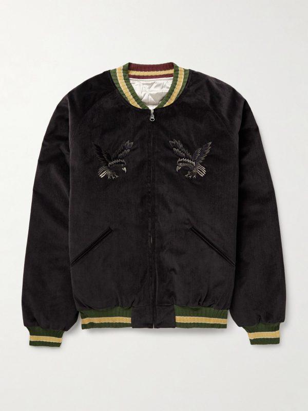 Souvenir Padded Embroidered Cotton-Velvet Bomber Jacket Souvenir Padded Embroidered Cotton-Velvet Bomber Jacket