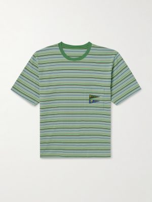 Logo-Appliquéd Striped Cotton-Jersey T-Shirt