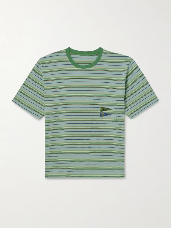 Logo-Appliquéd Striped Cotton-Jersey T-Shirt Logo-Appliquéd Striped Cotton-Jersey T-Shirt