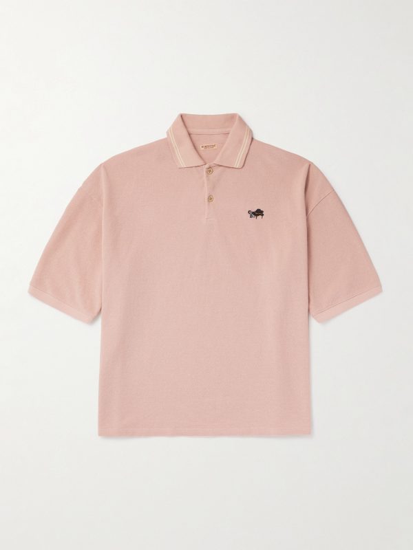 Box Striped Embroidered Cotton-Piqué Polo Shirt Box Striped Embroidered Cotton-Piqué Polo Shirt