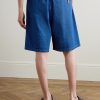 Easy Wide-Leg Belted Denim Shorts - BK Easy Wide-Leg Belted Denim Shorts - BK