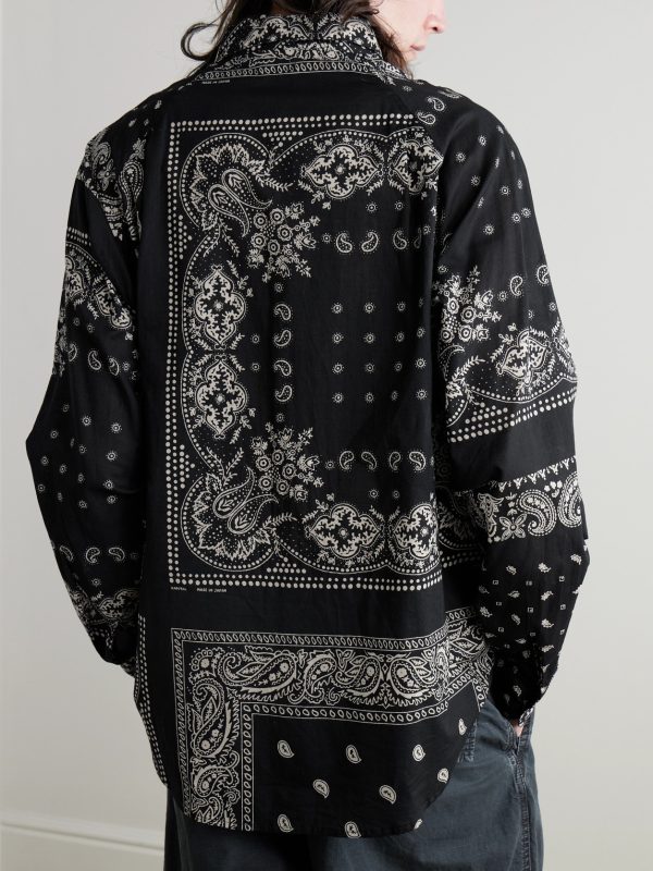 Bandana-Print Patchwork Cotton-Gauze Shirt - BK