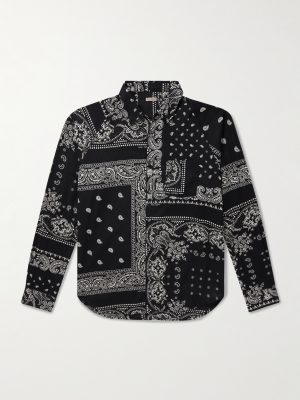 Bandana-Print Patchwork Cotton-Gauze Shirt