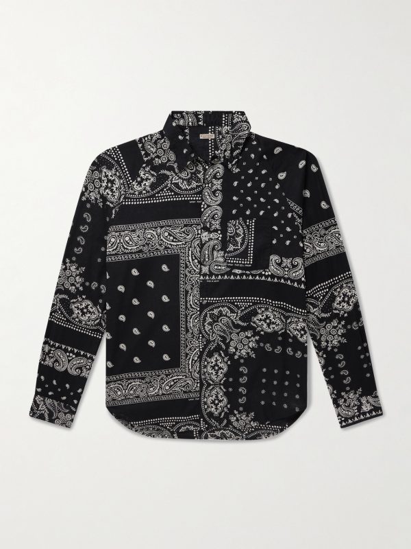 Bandana-Print Patchwork Cotton-Gauze Shirt