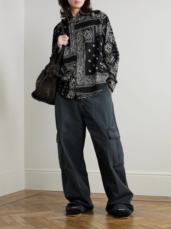 Bandana-Print Patchwork Cotton-Gauze Shirt - OU