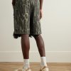 Magpie Straight-Leg Distressed Cotton-Jacquard Drawstring Shorts - BK