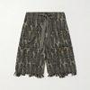 Magpie Straight-Leg Distressed Cotton-Jacquard Drawstring Shorts