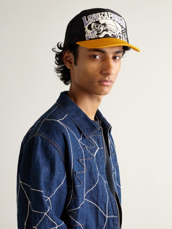 Life Kapriccio Mesh-Trimmed Printed Scuba Trucker Cap - OU Life Kapriccio Mesh-Trimmed Printed Scuba Trucker Cap - OU