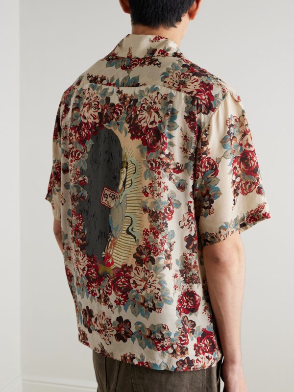 Camp-Collar Printed Woven Shirt - BK Camp-Collar Printed Woven Shirt - BK
