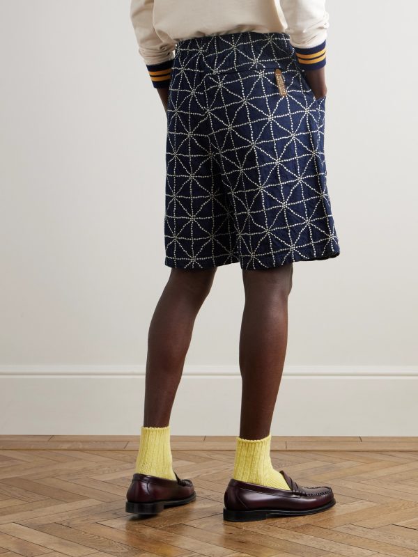 Dojo Easy Wide-Leg Belted Embroidered Denim Shorts - BK Dojo Easy Wide-Leg Belted Embroidered Denim Shorts - BK