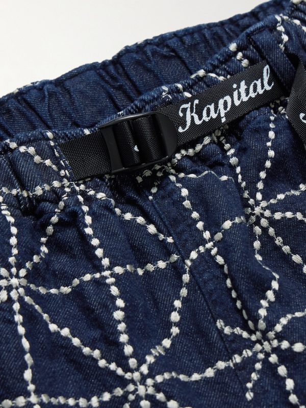 Dojo Easy Wide-Leg Belted Embroidered Denim Shorts - E1 Dojo Easy Wide-Leg Belted Embroidered Denim Shorts - E1