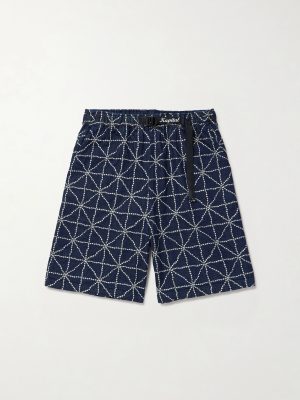 Dojo Easy Wide-Leg Belted Embroidered Denim Shorts Dojo Easy Wide-Leg Belted Embroidered Denim Shorts