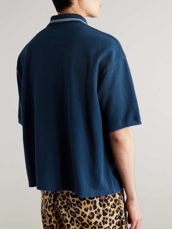 Box Striped Embroidered Cotton-Piqué Polo Shirt - BK Box Striped Embroidered Cotton-Piqué Polo Shirt - BK