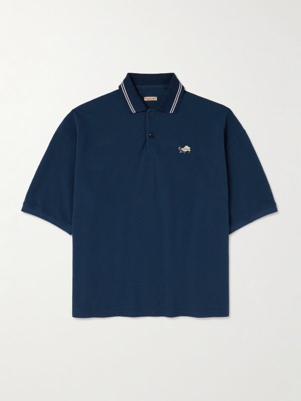 Box Striped Embroidered Cotton-Piqué Polo Shirt Box Striped Embroidered Cotton-Piqué Polo Shirt