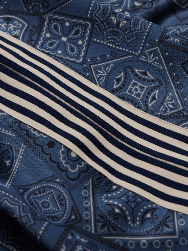 Wide-Leg Striped Webbing-Trimmed Bandana-Print Tech-Jersey Track Pants - E1 Wide-Leg Striped Webbing-Trimmed Bandana-Print Tech-Jersey Track Pants - E1