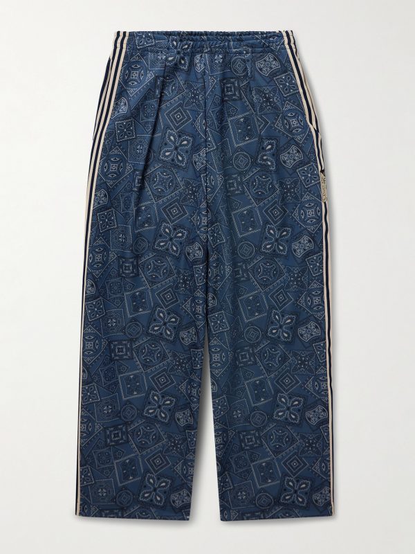 Wide-Leg Striped Webbing-Trimmed Bandana-Print Tech-Jersey Track Pants Wide-Leg Striped Webbing-Trimmed Bandana-Print Tech-Jersey Track Pants