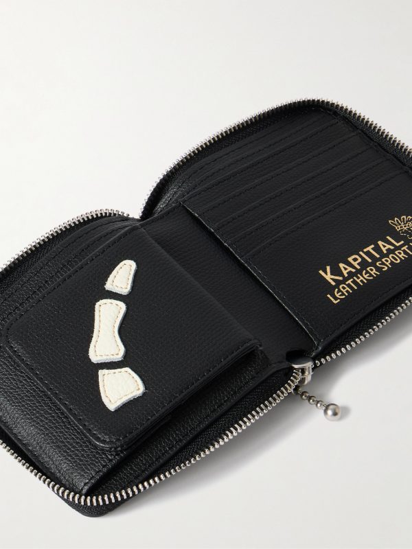 Thumbs-Up Mini Appliquéd Leather Zip-Around Wallet - E1 Thumbs-Up Mini Appliquéd Leather Zip-Around Wallet - E1