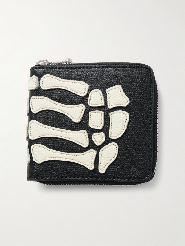 Thumbs-Up Mini Appliquéd Leather Zip-Around Wallet Thumbs-Up Mini Appliquéd Leather Zip-Around Wallet