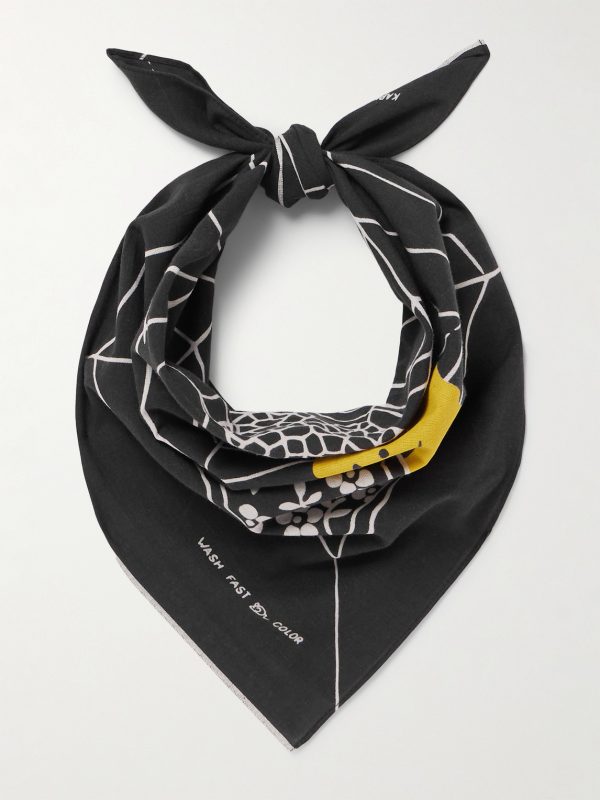 Fastcolor Printed Selvedge Cotton-Voile Bandana - E1