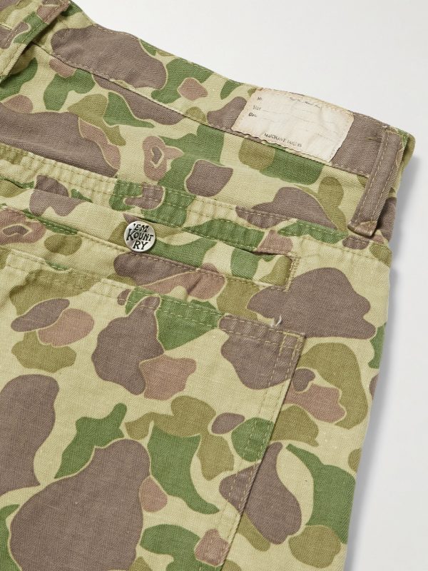 Wide-Leg Camouflage-Print Herringbone Cotton Trousers - CU Wide-Leg Camouflage-Print Herringbone Cotton Trousers - CU