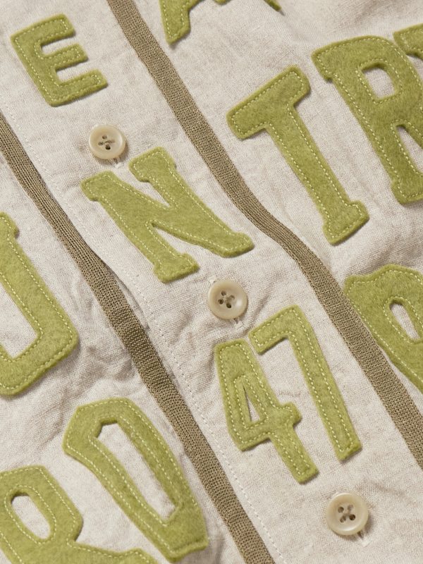 Great Kountry Grosgrain- and Felt-Trimmed Logo-Appliquéd Linen Shirt - CU Great Kountry Grosgrain- and Felt-Trimmed Logo-Appliquéd Linen Shirt - CU