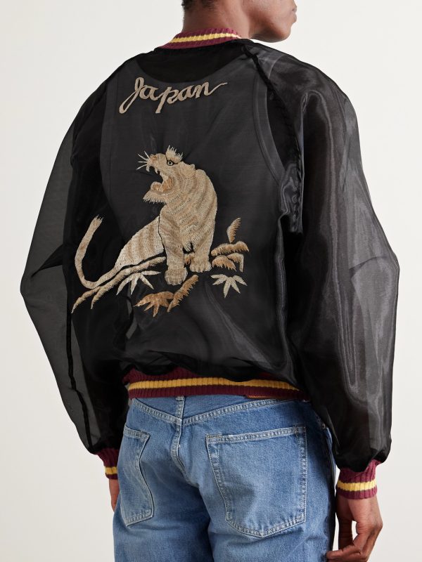 Souvenir Embroidered Organza Bomber Jacket - BK Souvenir Embroidered Organza Bomber Jacket - BK