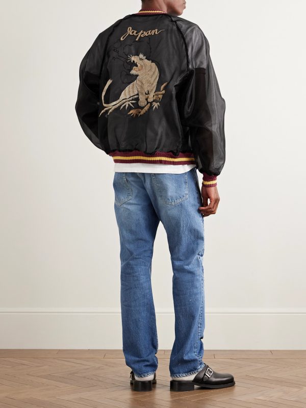 Souvenir Embroidered Organza Bomber Jacket - OU Souvenir Embroidered Organza Bomber Jacket - OU