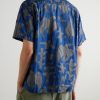 Convertible-Collar Printed Linen Shirt - BK Convertible-Collar Printed Linen Shirt - BK