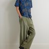 Convertible-Collar Printed Linen Shirt - OU Convertible-Collar Printed Linen Shirt - OU