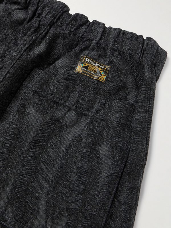 Magpie Easy Straight-Leg Cotton-Jacquard Drawstring Trousers - CU