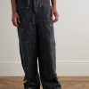 Magpie Easy Straight-Leg Cotton-Jacquard Drawstring Trousers - FR