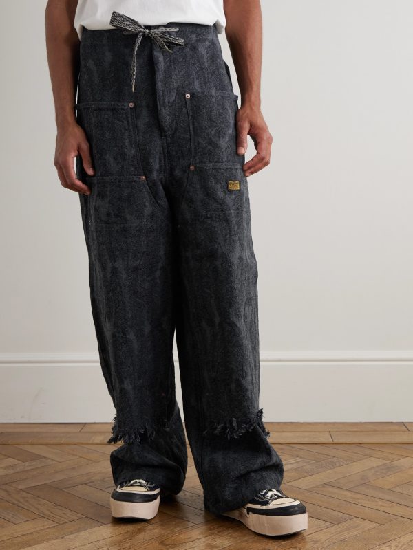 Magpie Easy Straight-Leg Cotton-Jacquard Drawstring Trousers - FR