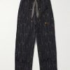 Magpie Easy Straight-Leg Cotton-Jacquard Drawstring Trousers