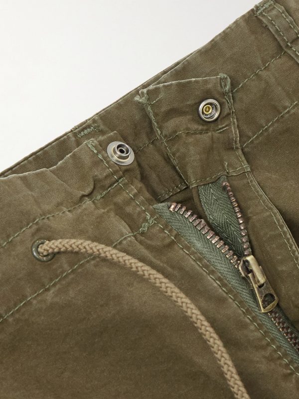 Wide-Leg Cotton-Canvas Drawstring Cargo Trousers - E1