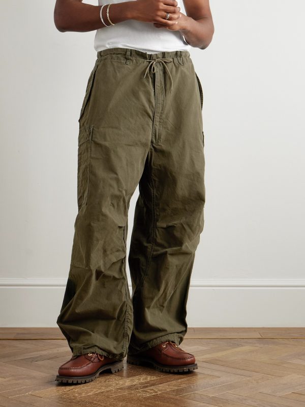 Wide-Leg Cotton-Canvas Drawstring Cargo Trousers - FR