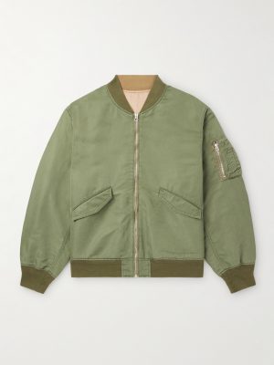 Reversible Embroidered Satin-Twill and Twill Bomber Jacket
