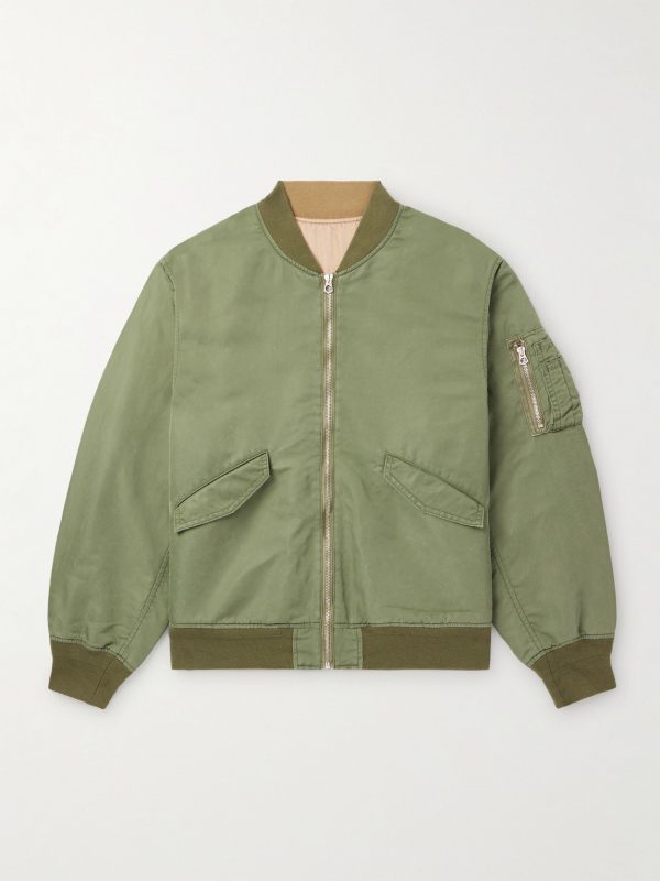 Reversible Embroidered Satin-Twill and Twill Bomber Jacket Reversible Embroidered Satin-Twill and Twill Bomber Jacket