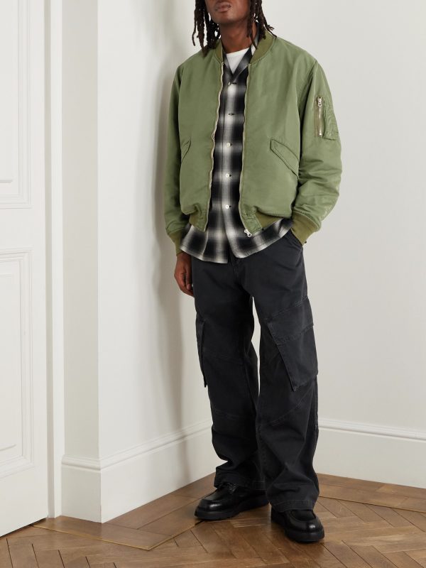 Reversible Embroidered Satin-Twill and Twill Bomber Jacket - OU Reversible Embroidered Satin-Twill and Twill Bomber Jacket - OU