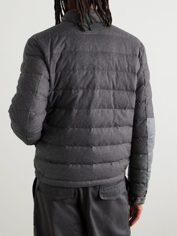 Acorus Slim-Fit Logo-Appliquéd Quilted Flannel Down Jacket - BK Acorus Slim-Fit Logo-Appliquéd Quilted Flannel Down Jacket - BK
