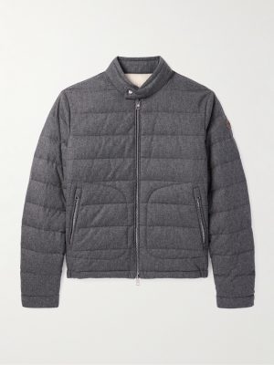Acorus Slim-Fit Logo-Appliquéd Quilted Flannel Down Jacket Acorus Slim-Fit Logo-Appliquéd Quilted Flannel Down Jacket