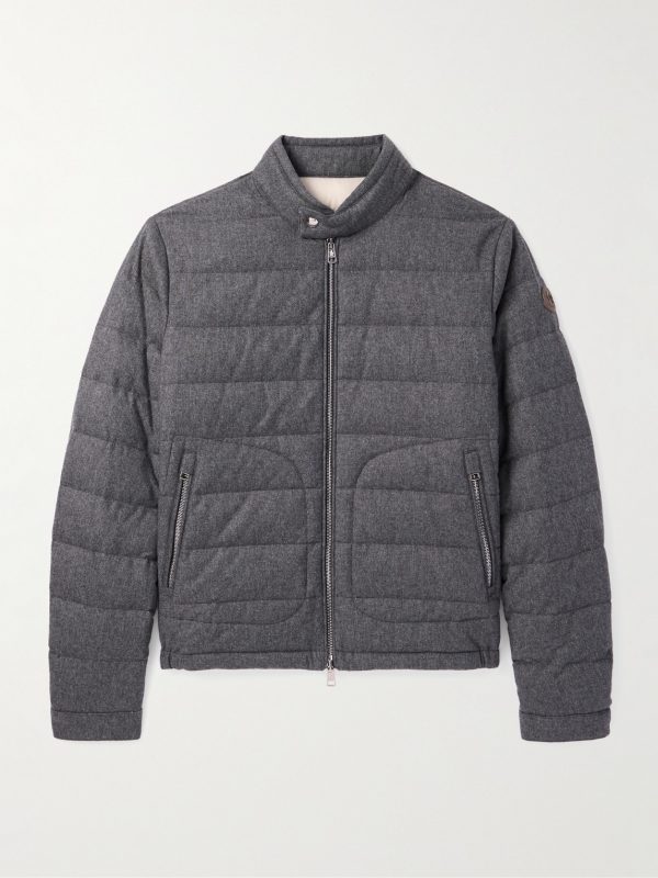 Acorus Slim-Fit Logo-Appliquéd Quilted Flannel Down Jacket Acorus Slim-Fit Logo-Appliquéd Quilted Flannel Down Jacket