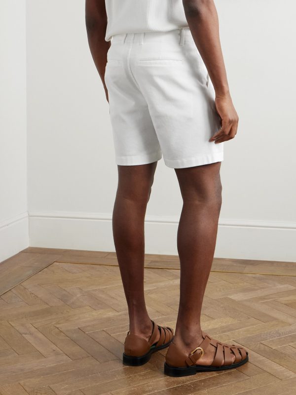 Straight-Leg Pleated Organic Cotton-Blend Twill Shorts - BK Straight-Leg Pleated Organic Cotton-Blend Twill Shorts - BK