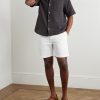 Straight-Leg Pleated Organic Cotton-Blend Twill Shorts - OU Straight-Leg Pleated Organic Cotton-Blend Twill Shorts - OU